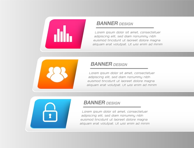 Modern paper text box template, banner infographic