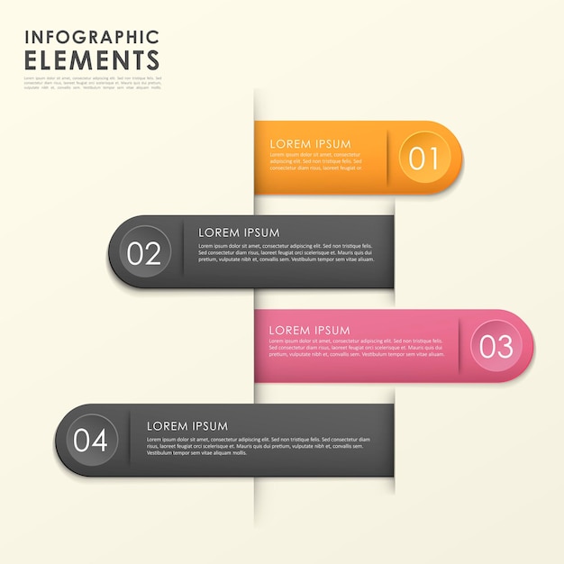 Modello di elementi infografici segnalibro di carta moderna texture