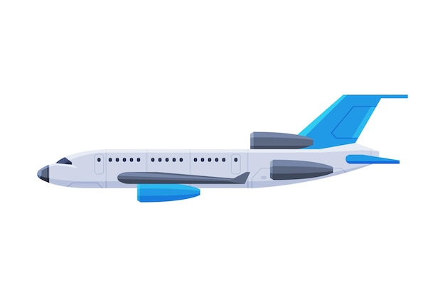 Modern Passenger Airplane Flying Aircraft Vehicle Air Transport Vector Illustration