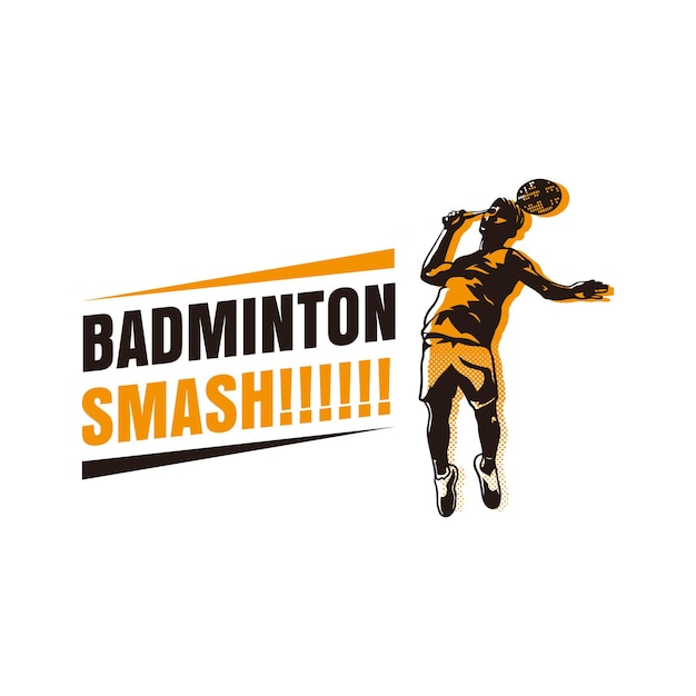 Moderno appassionato giocatore di badminton in azione logo modello di progettazione del logo di badminton creativo