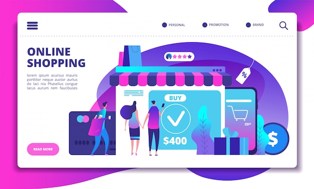 modern payment technology with mobile phone in on-line shop web template