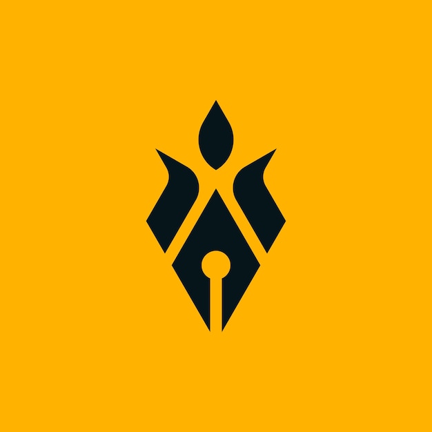 modern pen and fire flame logo