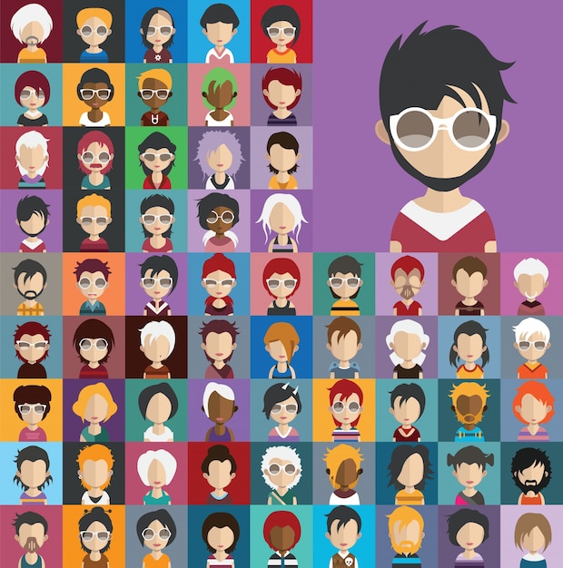 Vector modern people avatar collection