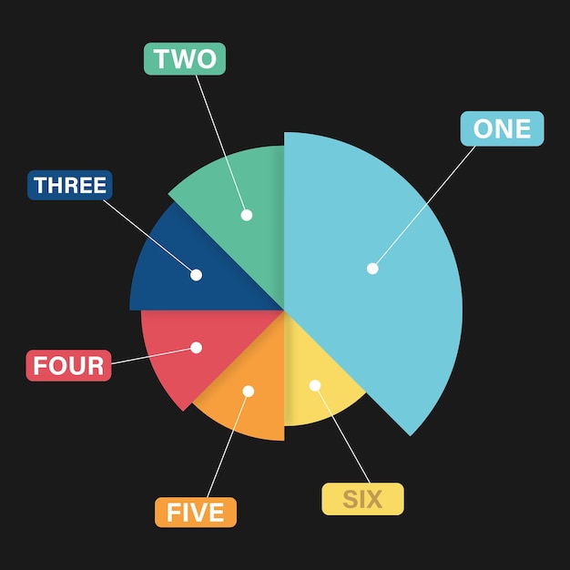 Modern Pie Chart Infographic Design Elements, Round Diagram On Black Background