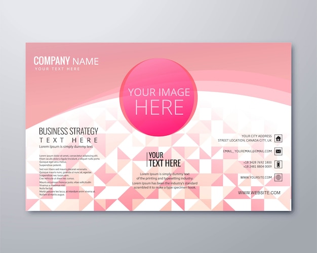 Modern pink geometric business brochure template vector