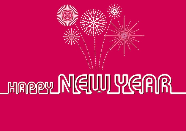Modern Pink Happy New Year Greeting Card