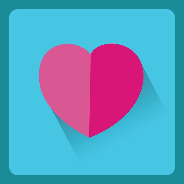 Modern pink paper heart flat icon with shadow effect,vector design