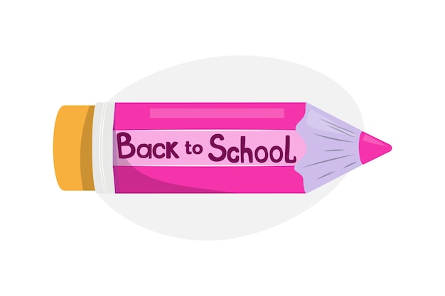 Modern pink pencil with text back school Back to school education study girl core concept