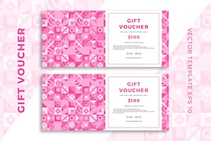 Modern pinkish abstract gift card templates. elegant discount coupon or certificate mockup