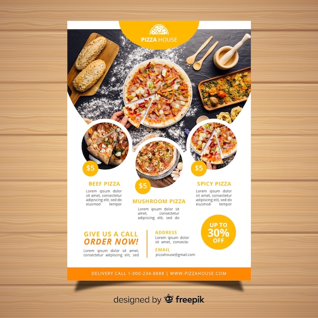 Modern pizza restaurant flyer template