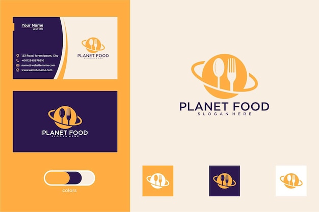 현대 행성 음식 로고 디자인 및 명함