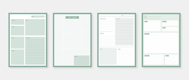 Modern planner template set. Set of planner and to do list. Monthly, weekly, daily planner template. 