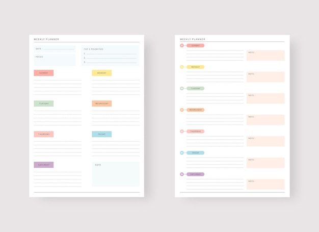 Modern planner template set set of planner and to do list weekly planner template