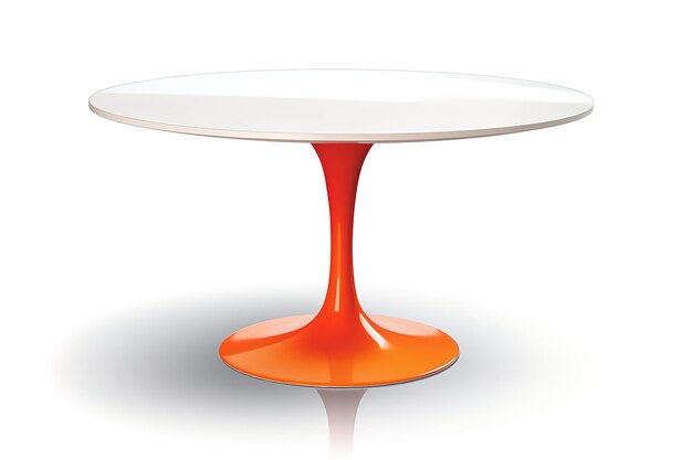 Vector modern plastic orange round table on a white background 3d rendering