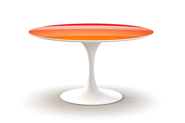 Modern plastic orange round table on a white background 3d rendering