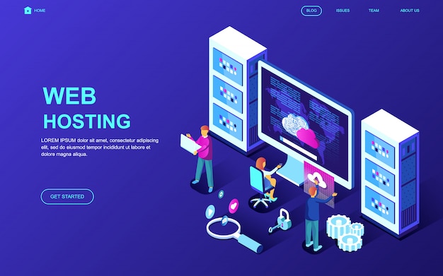 Modern plat ontwerp isometrisch concept van Web Hosting