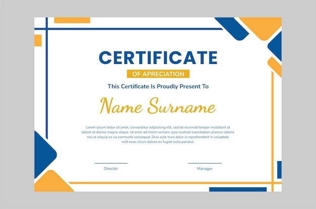Modern plat ontwerp van certificaatsjabloon