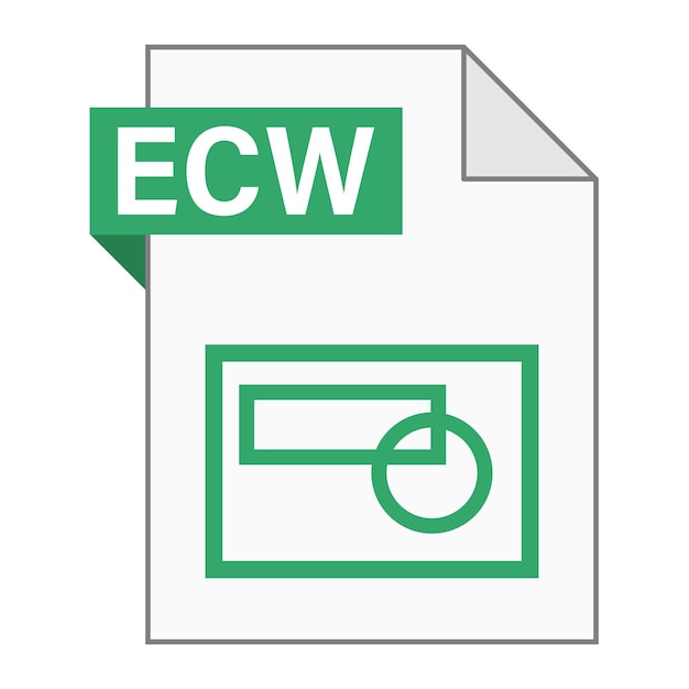 Modern plat ontwerp van ECW-bestandspictogram voor web