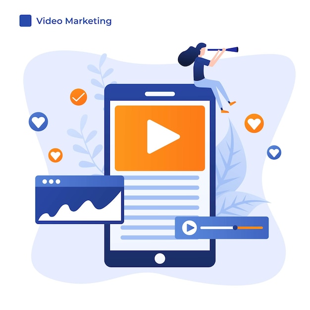 Modern plat ontwerpconcept illustratie van video marketing vectorillustratie