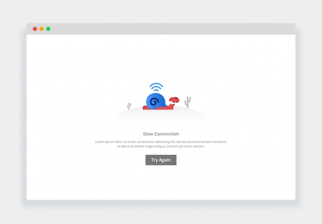 Modern plat ontwerpconcept van slak langzaam lopen, langzame verbinding voor website en mobiele website. lege staten paginasjabloon