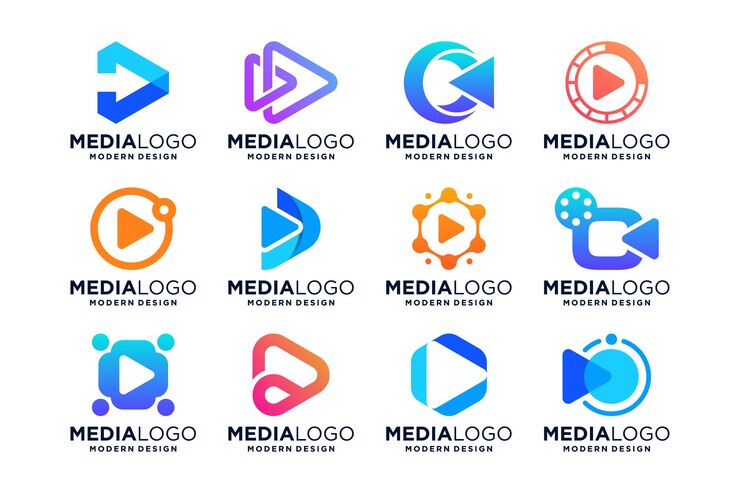 Vector 모던 미디어 로고 디자인 컬렉션