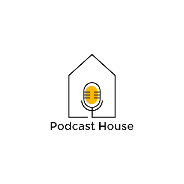 Modern podcast house logo vector design