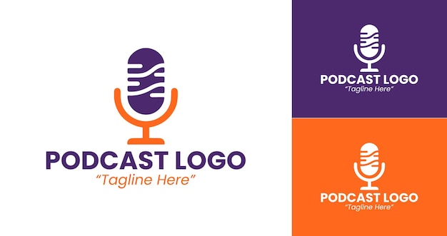 Modern Podcast Logos for Creative and Professional Podcast Branding in Orange