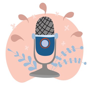 Premium Vector | Modern Podcast Show Or Audio Blog Concept Brodcast Flat Illustration Vector Microphone And Botanic Elements Isolated On White