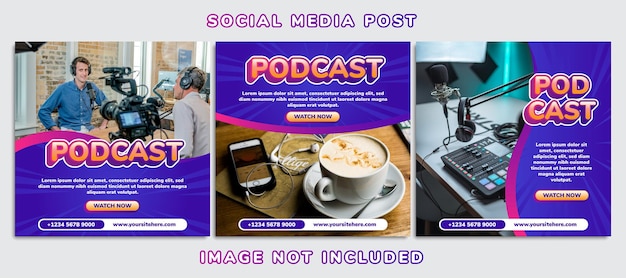 Moderno modello di post di podcast sui social media