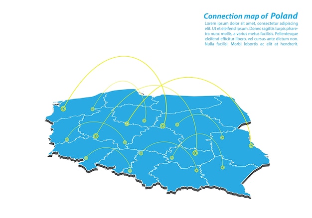 Moderno di design di rete di connessioni mappa polonia