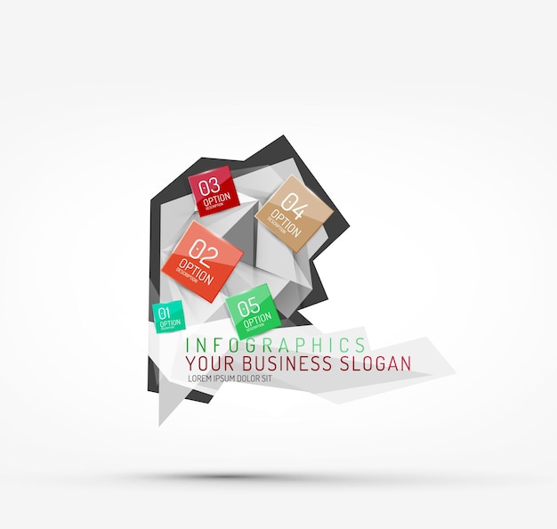 Modern polygonal origami paper infographics