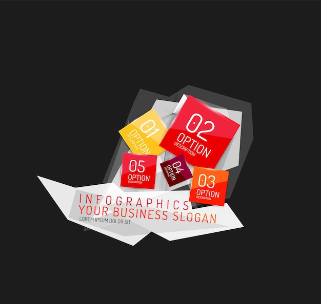 Modern polygonal origami paper infographics