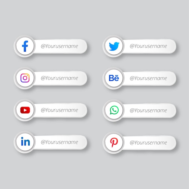 Vector modern popular social media lower third set