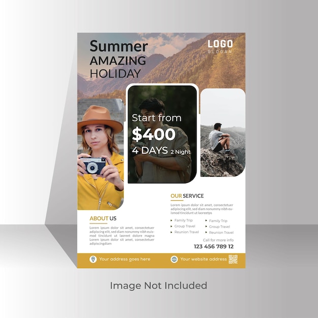 Vector modern poster travel flyer design template editable tour poster template