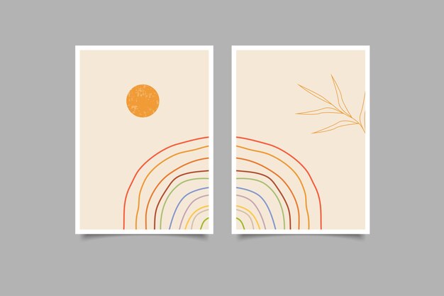 Modern poster wall art sun and moon vintage collection