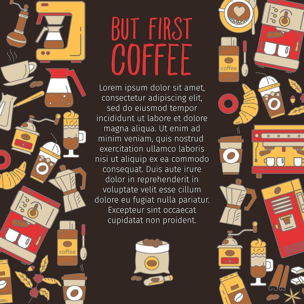 Vector modern poster with coffee background