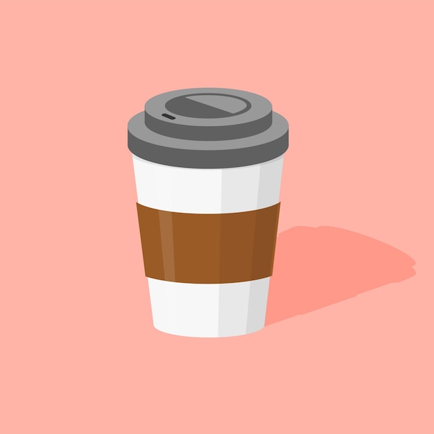 Vector modern poster with coffee cup take away drink to go vector illustration in trendy flat style