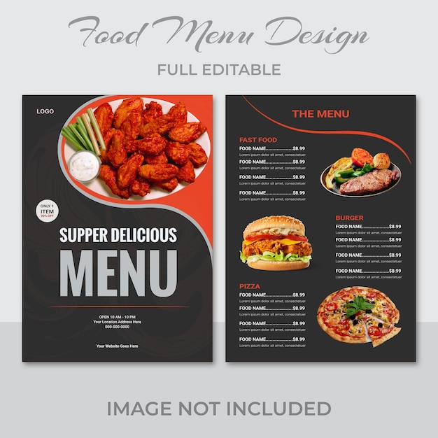 Modern Premium Restaurant Food Menu Design Creatief Corporate Eye Catching Zwart amp Rood Food Menu