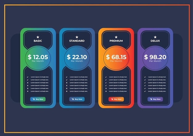 Vector modern price table template design