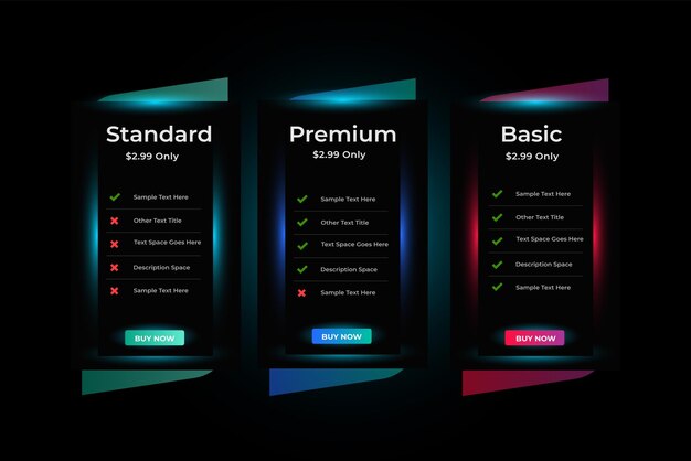 Vector modern pricing table template design