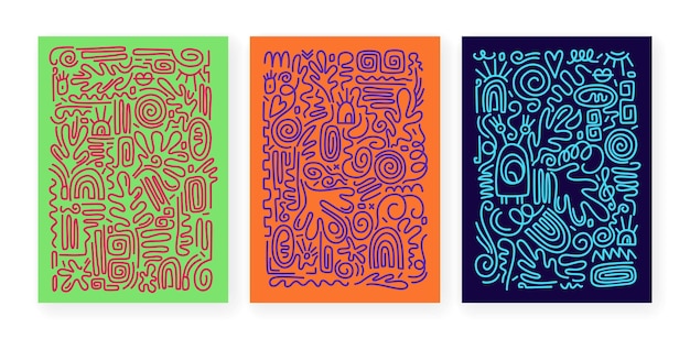 Vector modern printable doodle set with abstract stroke shapes of elegant, colored lines. vector.