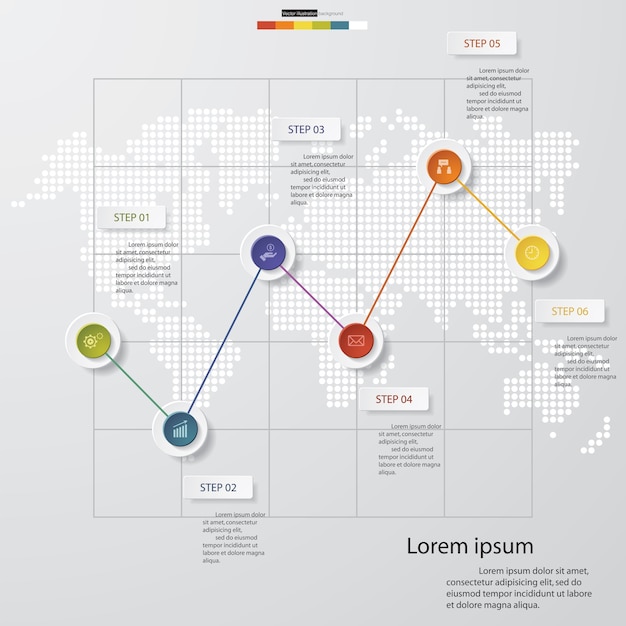 Modern processchema met 6 stappen voor presentatie