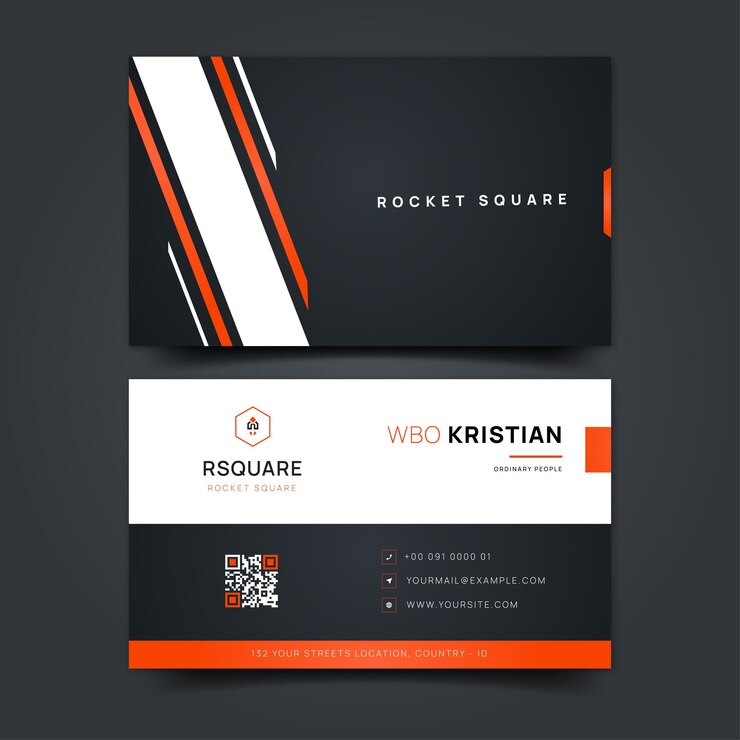 Vector modern professional black yellow business card template