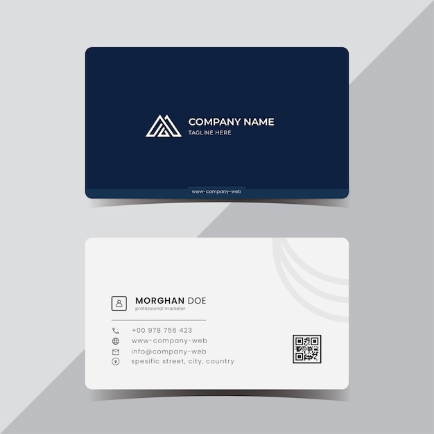 Modern professional blue business card design template