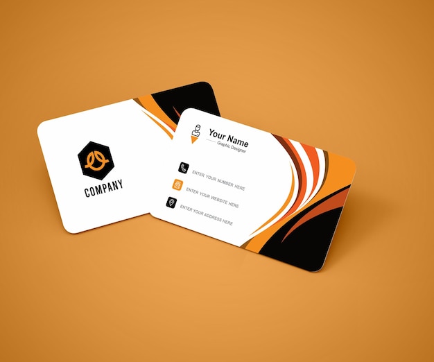 Modern professional business card design vector Orange and Black