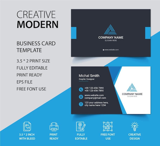 Modern professional business card premium vector