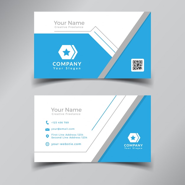 Modern professional business card template design blue and white