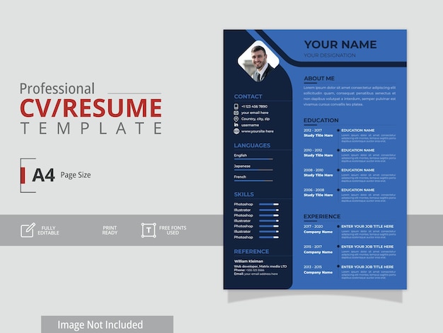 Современный профессиональный дизайн шаблона резюме или резюме
