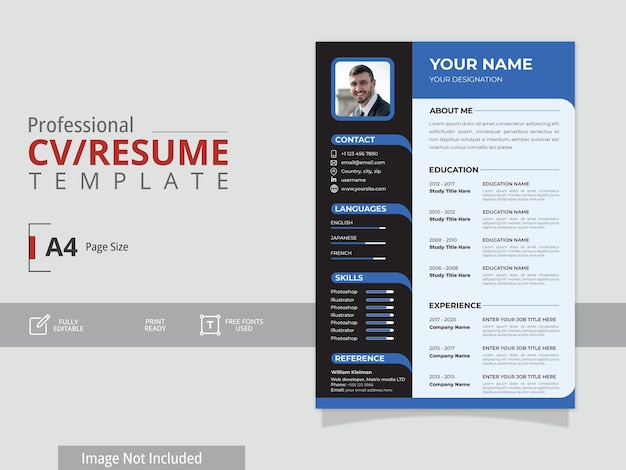 Modern professional cv or resume template design