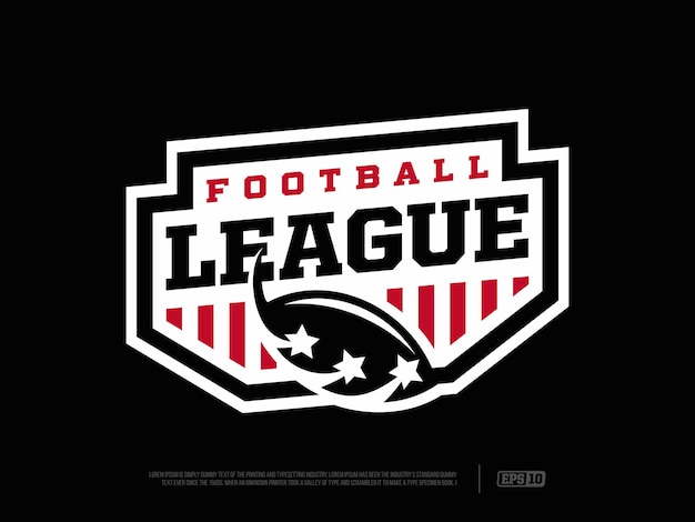 Vettore emblema professionale moderno della american football league in tema rosso e nero